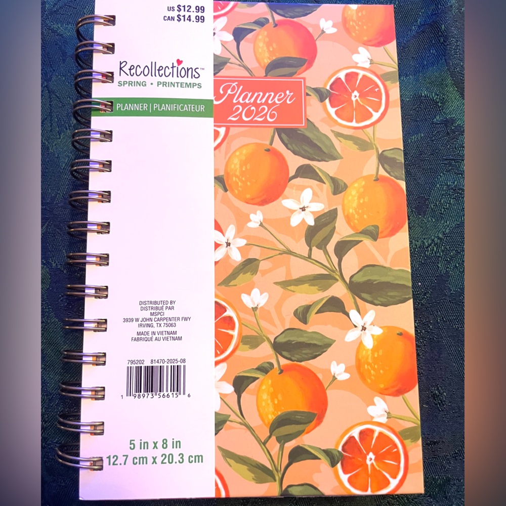 🍊 Hardcover 2026 Organizational Planner, Monthly and Weekly, Orange Citrus